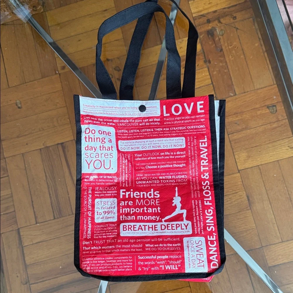 lululemon athletica Red and Black Tote Bag